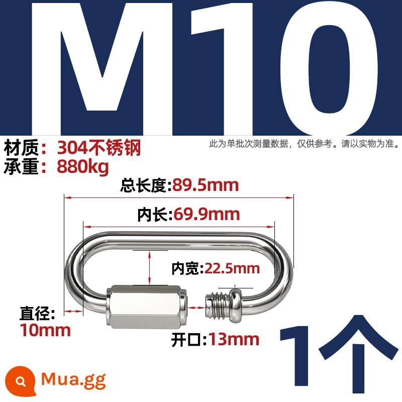 Thép không gỉ 304 mở vòng carabiner khóa an toàn móc chìa khóa Palăng khóa đai ốc lò xo đai khóa vòng xích chó khóa - M10 (vòng kết nối nhanh) [1 cái]