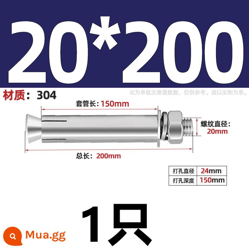 304/201/316 Thép Không Gỉ Mở Rộng Vít Bu Lông Mở Rộng Kéo Nổ Mở Rộng Ống Đinh Ngoài Ống M6M8M10-M20 - 304-M20*200(1 cái)