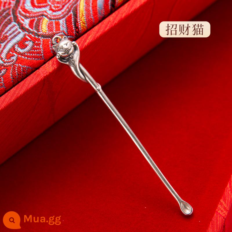 Guiyintang Foot Silver 999 Ear Spoon Retro và vào cửa hàng Spoons Spoons 耳 耳 耳 耳 耳 耳 耳 耳 耳 耳 耳 耳 耳 耳 耳 耳 耳 耳 耳 - Mô hình mèo may mắn + giấy chứng nhận