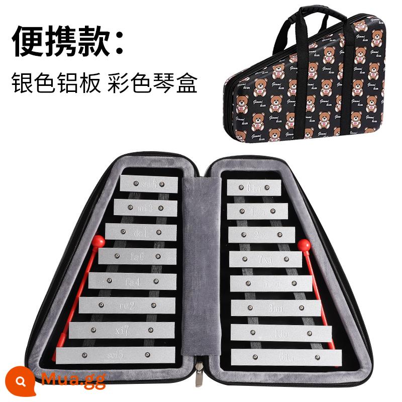 Jingle carillon nhỏ leng keng leng keng Nhạc cụ dành cho trẻ em mẫu giáo 16 âm sắc Đàn piano tấm nhôm gõ tay Đàn piano xếp hình Orff - Hộp đựng gấu tấm nhôm bạc nail carillon