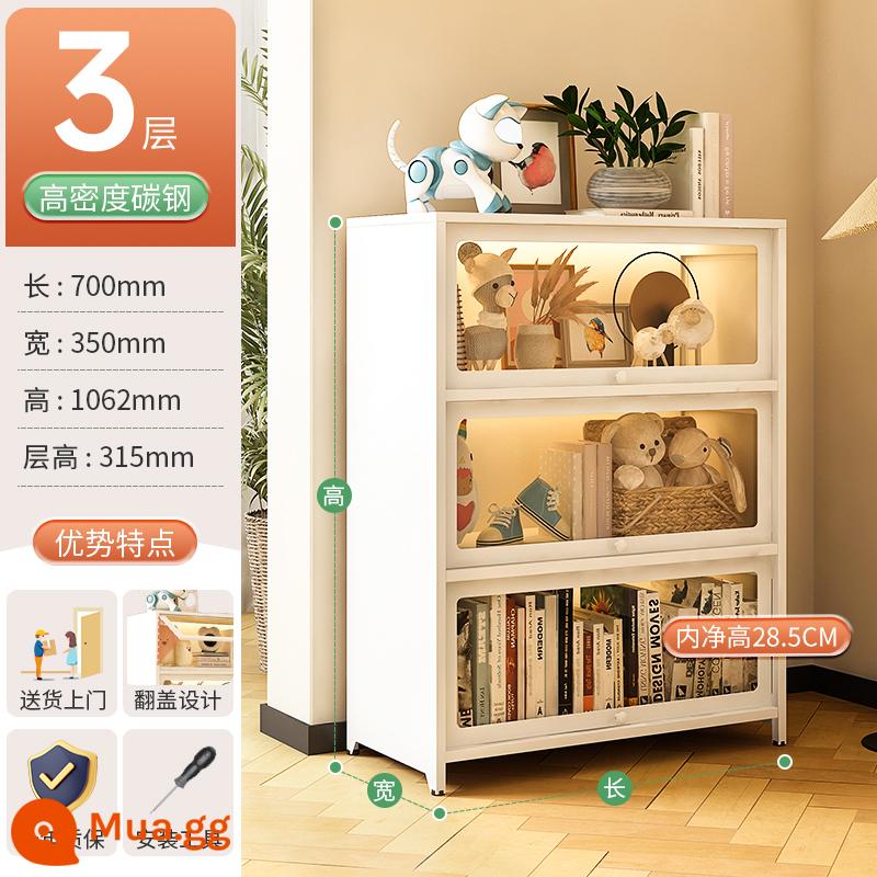 Mozu Home Tủ Sách Thép Có Cửa Kính Chống Bụi Kệ Sách Sắt Tủ Tủ Trưng Bày Nhà Tầng-Tủ Bảo Quản - Kính trong suốt cao [phiên bản dày] -3 cửa dài 70 cm