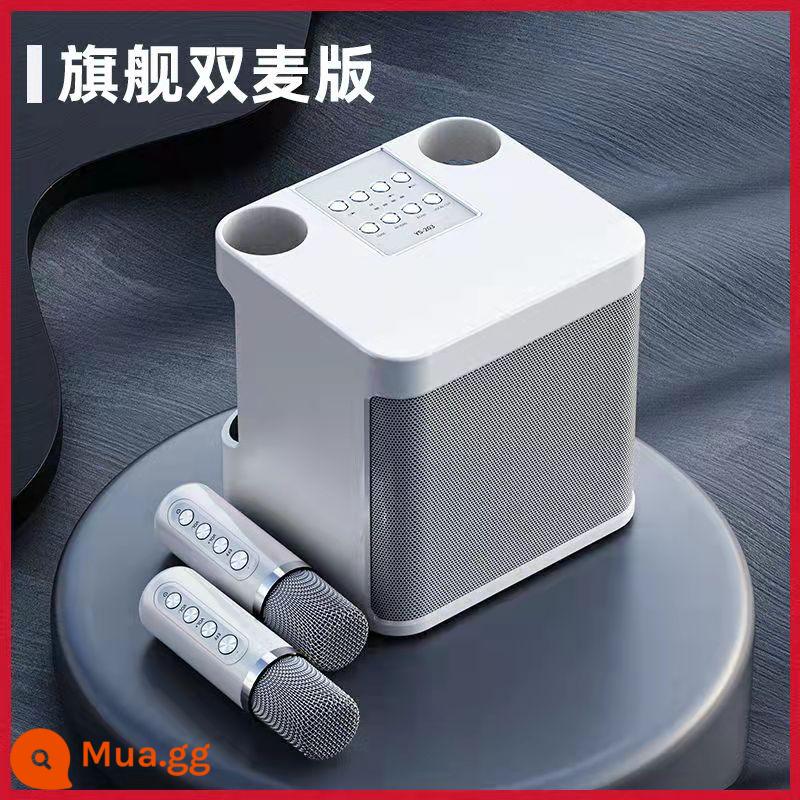 Bộ âm thanh Family KTV micro không dây bluetooth micro trẻ em âm thanh tích hợp máy hát karaoke đổi giọng máy hát karaoke gia đình thiết bị chuyên dụng cho quán hát logo 1307 - Người dẫn chương trình + micro kép [màu trắng] hát chỉ bằng một cú nhấp chuột