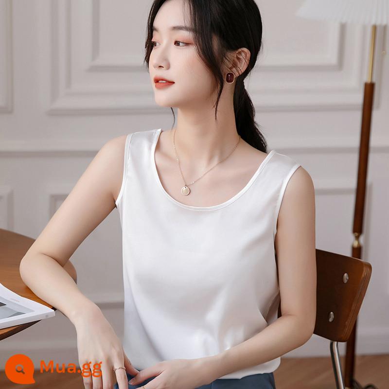 Cổ Tròn Lụa Yếm Bên Trong Của Nữ Phù Hợp Với Acetate Size Lớn Rời Satin Mùa Hè Lụa Dâu Đáy Áo Sơ Mi Nữ - Trắng