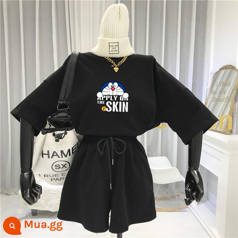 Bộ đồ thể thao và giải trí Mickey size lớn nữ phiên bản Hàn Quốc rời 2022 quần short hai mảnh xu hướng thời trang mùa hè mới - C21 đen