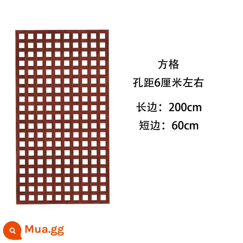 Hàng rào gỗ chống ăn mòn lưới hàng rào sân vườn tường trang trí leo hàng rào khung mây sân ngoài trời ban công hoa đứng vách ngăn - Kiểu vuông màu 60 * 200 carbonized