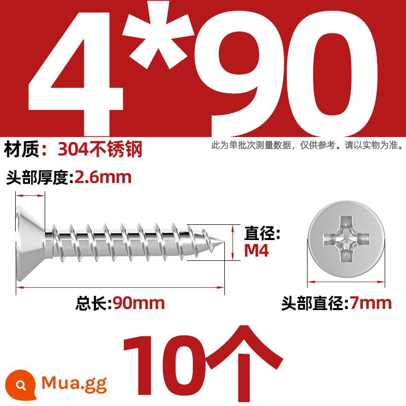 Thép không gỉ 304 vít tự tháo chéo đầu chìm vít mở rộng đầu phẳng chuyển đổi vít gỗ M2M3M4M5M6M8 - M4*90-10 miếng