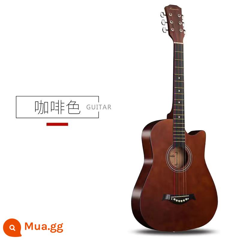 Đàn Guitar Chính Hãng Dành Cho Người Mới Bắt Đầu 41 Inch Dân Gian 38 Inch Acoustic Người Mới Nhập Cảnh Đàn Guitar Học Sinh Nhạc Cụ - Màu nâu