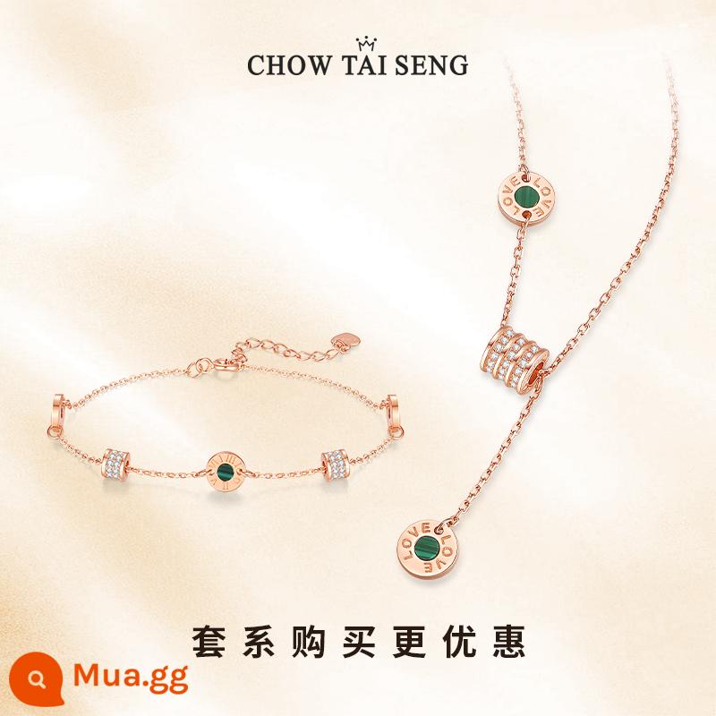 Vòng eo nhỏ nhắn của Zhou Dasheng và chiếc còng tay nữ bằng bạc dopamine đeo trang sức mã não đỏ malachite ý nghĩa thiết kế Quà tặng lễ hội Qixi - Tay cầm + vòng cổ (malachite màu ngọc lam)