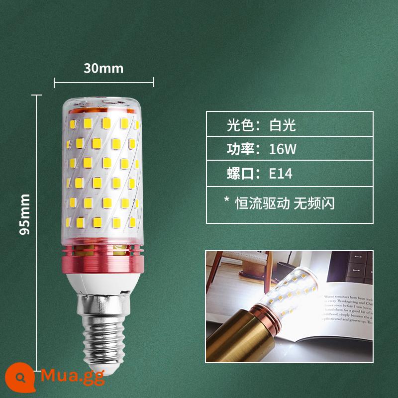 Bóng Đèn LED E27e14 Vít Ngô Đèn Đèn Chùm Siêu Sáng Nguồn Sáng Nến Bong Bóng 3 Màu Mờ Hộ Gia Đình Tiết Kiệm Năng Lượng đèn - Không nhấp nháy, cổng vít E14, ánh sáng trắng 16W