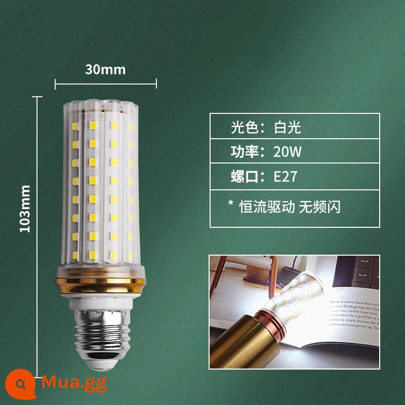 Bóng Đèn LED E27e14 Vít Ngô Đèn Đèn Chùm Siêu Sáng Nguồn Sáng Nến Bong Bóng 3 Màu Mờ Hộ Gia Đình Tiết Kiệm Năng Lượng đèn - Không nhấp nháy, cổng vít E27, ánh sáng trắng 20W