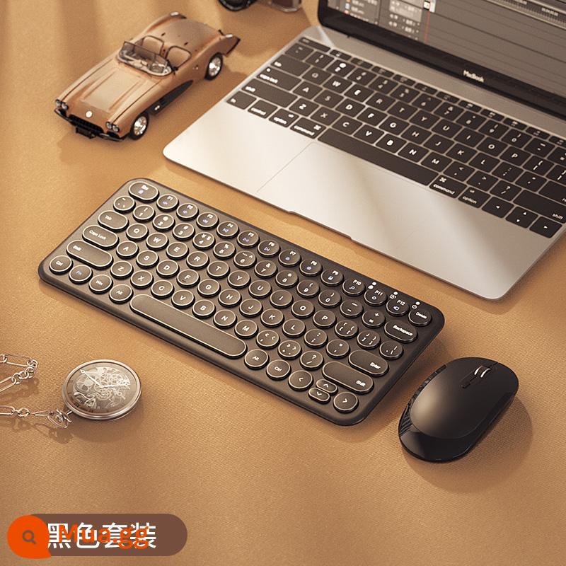 BOW Hangshi máy tính xách tay bàn phím chuột không dây đặt bên ngoài chuột USB máy tính để bàn im lặng im lặng đánh máy dành riêng cho cô gái dễ thương văn phòng tại nhà sô cô la mini xách tay - Silent Black [Bộ bàn phím và chuột]