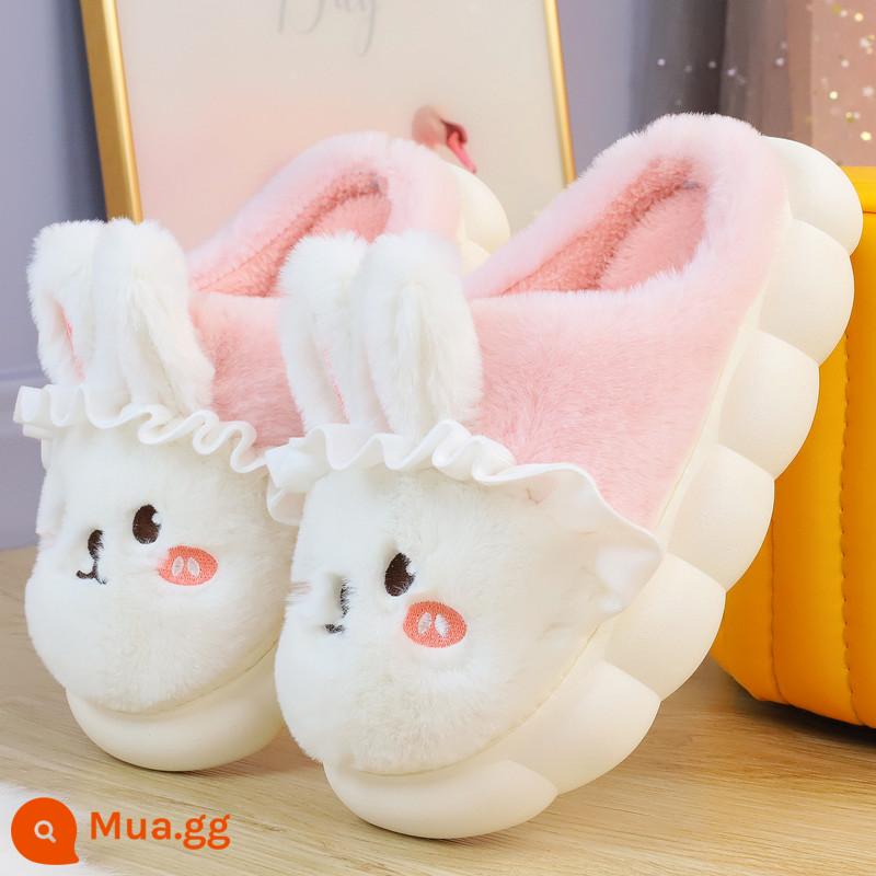 Túi ren dễ thương và dễ thương với giày cotton phong cách mới mùa đông của phụ nữ giẫm lên phân cảm giác đế dày giày cotton giữ ấm chống trơn trượt chống mài mòn - 2227 chú thỏ mặt trắng/một cỡ quá nhỏ