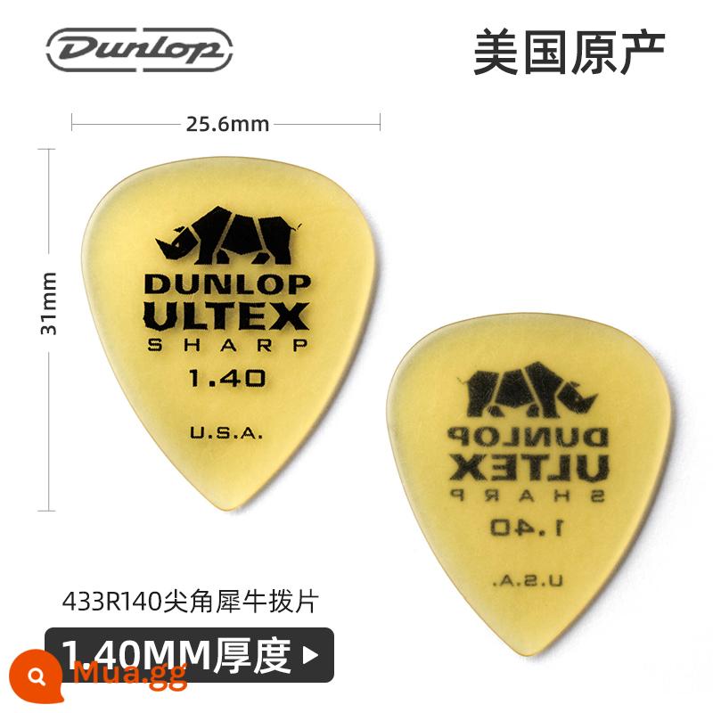 Dunlop sản xuất tại Mỹ Dunlop mái chèo tê giác 421R đàn guitar dân gian mái chèo đàn guitar điện đặc biệt chống trượt chính hãng - Kiểu nhọn-1.4mm