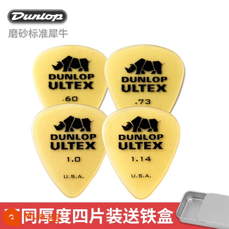 Dunlop Đàn Guitar Điện Dunlop Miếng gảy Tốc Độ Chơi Chà Chống Trơn Trượt Dân Gian Đàn Guitar Gỗ Sắc Nét Tê Giác Quét Dây Lò Xo - [Gói bốn] Tê giác tiêu chuẩn có bốn độ dày + đi kèm hộp sắt