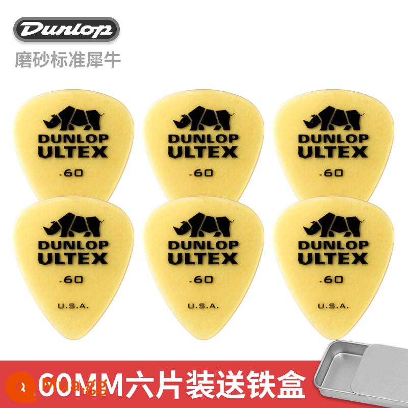 Dunlop Đàn Guitar Điện Dunlop Miếng gảy Tốc Độ Chơi Chà Chống Trơn Trượt Dân Gian Đàn Guitar Gỗ Sắc Nét Tê Giác Quét Dây Lò Xo - [Gói 6 chiếc] Rhino tiêu chuẩn 0.60mm + kèm hộp sắt