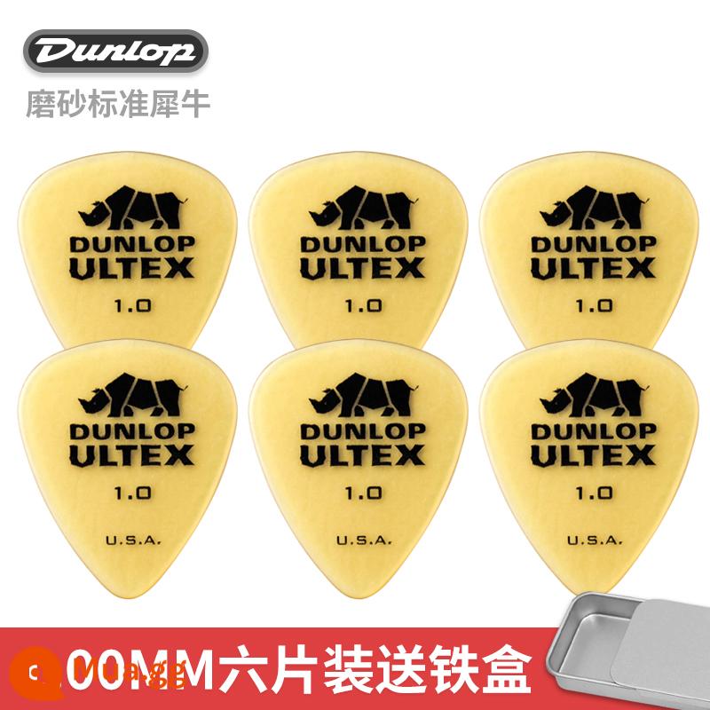 Dunlop Đàn Guitar Điện Dunlop Miếng gảy Tốc Độ Chơi Chà Chống Trơn Trượt Dân Gian Đàn Guitar Gỗ Sắc Nét Tê Giác Quét Dây Lò Xo - [Gói 6 chiếc] Rhino tiêu chuẩn 1.00mm + kèm hộp sắt