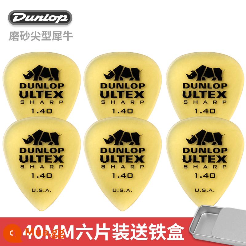 Dunlop Đàn Guitar Điện Dunlop Miếng gảy Tốc Độ Chơi Chà Chống Trơn Trượt Dân Gian Đàn Guitar Gỗ Sắc Nét Tê Giác Quét Dây Lò Xo - [Gói sáu chiếc] Tê giác 1.40mm+ đi kèm hộp sắt