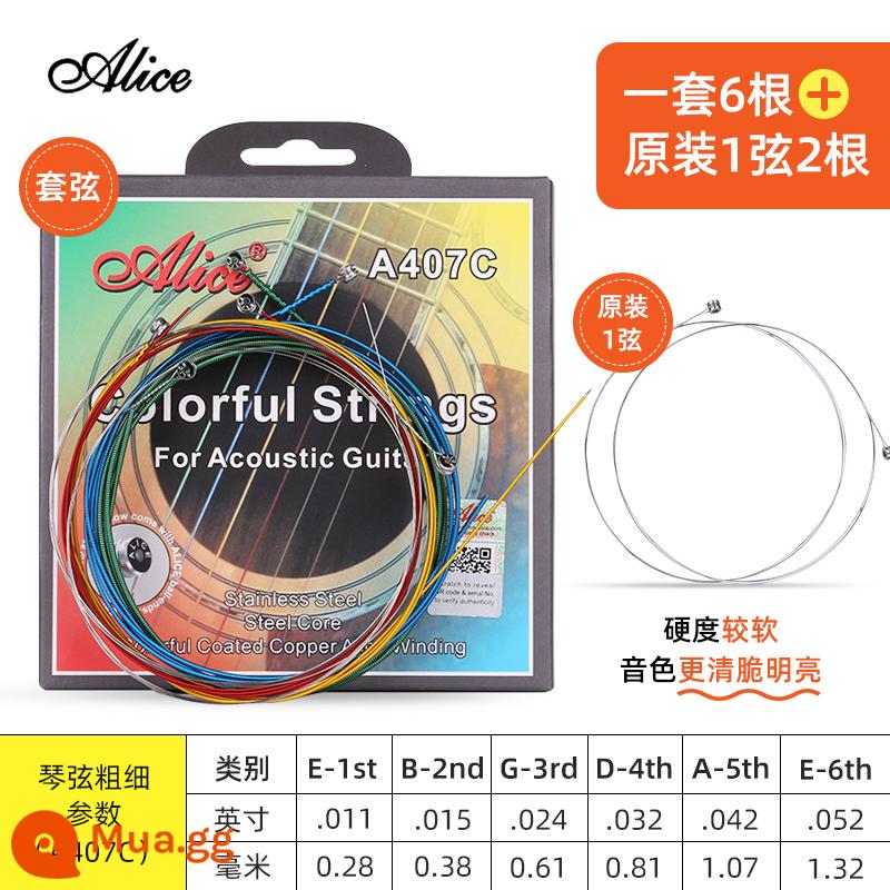 Dây Đàn Guitar Alice Dây Đàn Guitar Dân Gian Bộ Dây Đàn Guitar Gỗ 1 Dây Bộ 6 Dây Một, Hai Và Ba Dây Đơn - Bộ A407C [011-052] + 1 dây và 2 chiếc