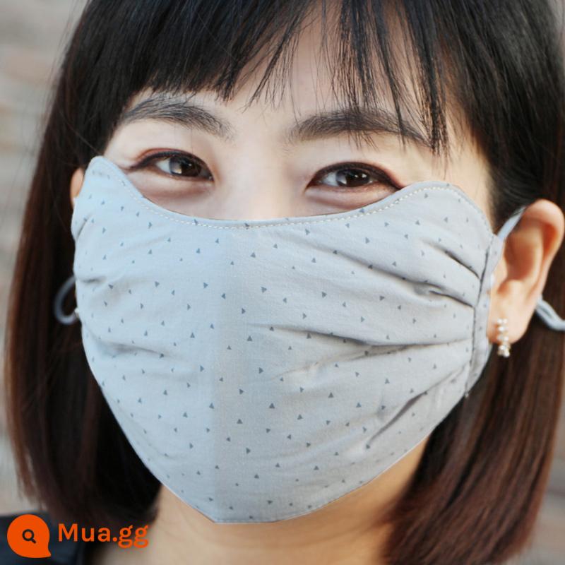 Mặt nạ giữ ấm mùa đông cho nữ vải cotton nguyên chất phong cách Trung Quốc để tăng mặt nạ bảo vệ toàn bộ khuôn mặt khỏi cái lạnh và giữ ấm khi đi xe đạp - Cotton nguyên chất mẫu xanh xám