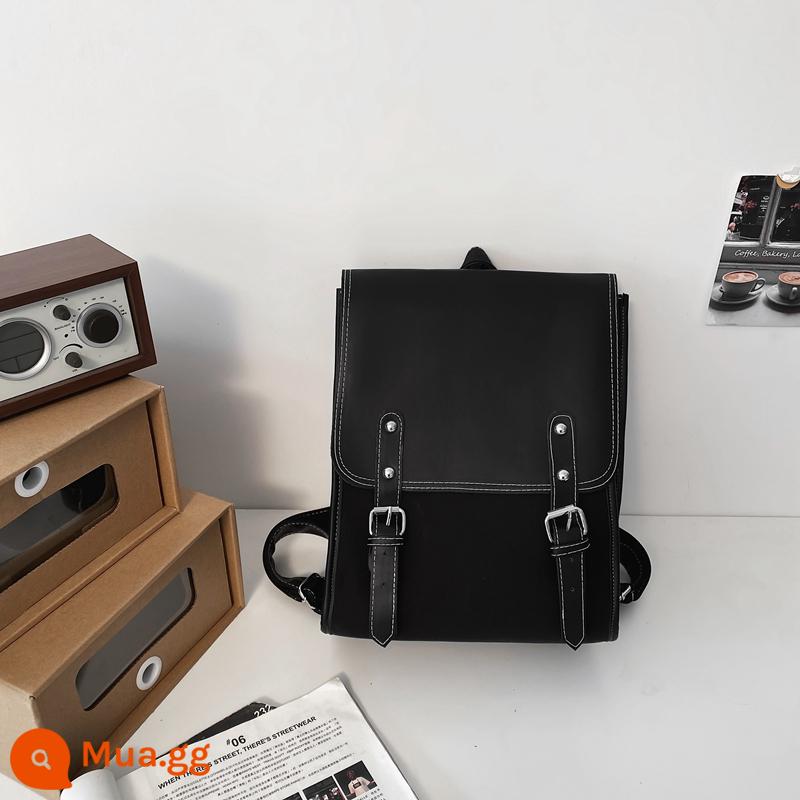 Phong Cách Anh Quốc PU Ba Lô Nam Công Sở Túi Du Lịch Màu Da Mềm Retro Đại Học Phong Cách Schoolbag Nữ Sinh Viên Đại Học - Màu đen (sưu tầm làm quà nhỏ)