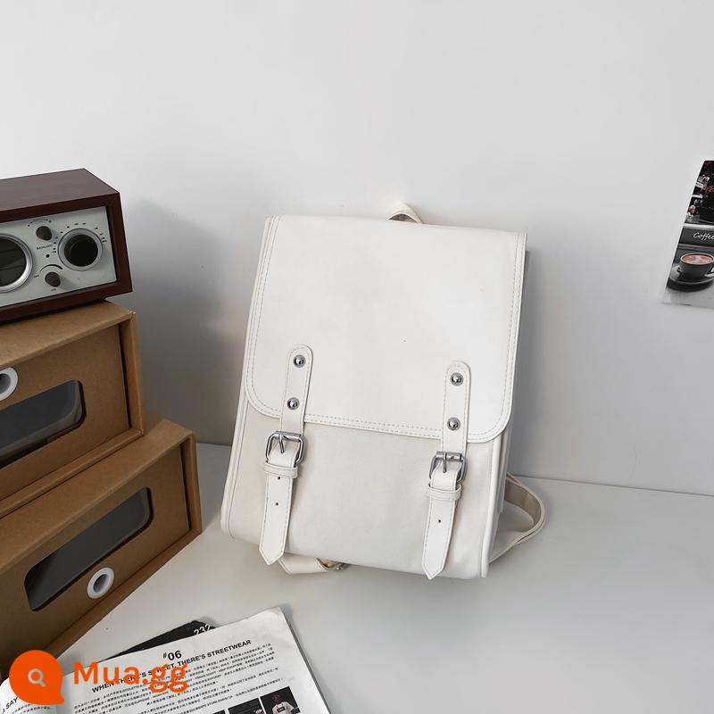 Phong Cách Anh Quốc PU Ba Lô Nam Công Sở Túi Du Lịch Màu Da Mềm Retro Đại Học Phong Cách Schoolbag Nữ Sinh Viên Đại Học - Trắng (thu thập làm quà nhỏ)