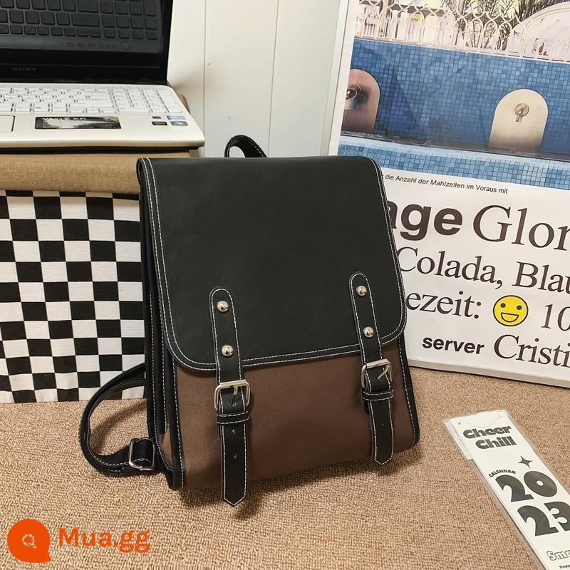 Phong Cách Anh Quốc PU Ba Lô Nam Công Sở Túi Du Lịch Màu Da Mềm Retro Đại Học Phong Cách Schoolbag Nữ Sinh Viên Đại Học - Màu cà phê (sưu tầm làm quà nhỏ)