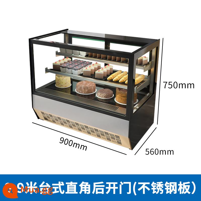 Xuehong Cake Tủ nhỏ mousse thương mại hiển thị Phong cách làm mát phong cách làm mát và tủ quần áo tươi - Cửa sau góc vuông bằng thép không gỉ để bàn - dài 900mm