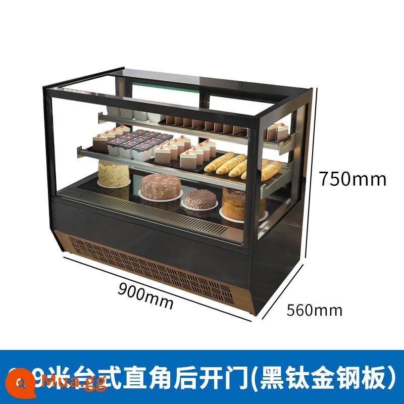 Xuehong Cake Tủ nhỏ mousse thương mại hiển thị Phong cách làm mát phong cách làm mát và tủ quần áo tươi - Cửa sau góc vuông bằng hợp kim titan màu đen để bàn -dài 900mm