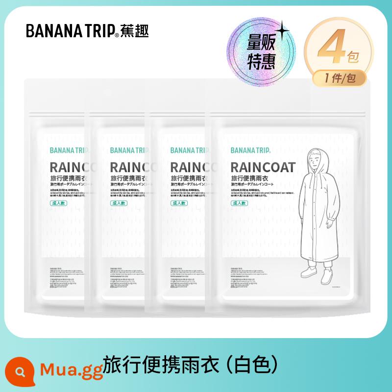 Banana Fun Áo mưa dùng một lần Bao giày Người lớn Trẻ em Áo mưa Poncho Leo núi Đi bộ đường dài Buổi hòa nhạc Quần áo mưa trong suốt Thiết bị - Áo mưa dày-trắng*4