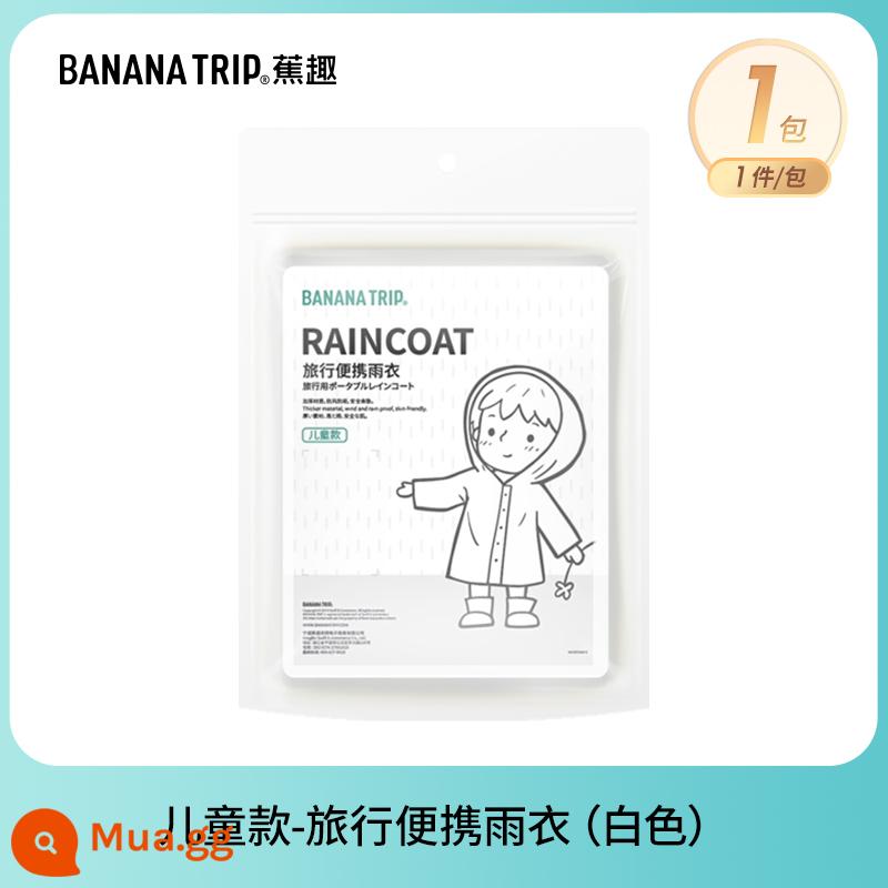 Banana Fun Áo mưa dùng một lần Bao giày Người lớn Trẻ em Áo mưa Poncho Leo núi Đi bộ đường dài Buổi hòa nhạc Quần áo mưa trong suốt Thiết bị - [Trẻ em] Áo mưa dày-Trắng*1