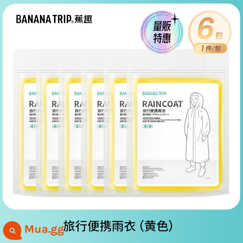 Banana Fun Áo mưa dùng một lần Bao giày Người lớn Trẻ em Áo mưa Poncho Leo núi Đi bộ đường dài Buổi hòa nhạc Quần áo mưa trong suốt Thiết bị - Áo mưa dày màu vàng*6