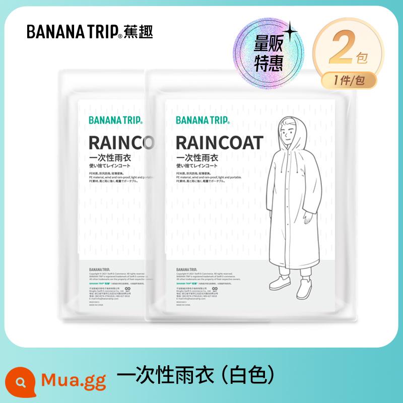 Banana Fun Áo mưa dùng một lần Bao giày Người lớn Trẻ em Áo mưa Poncho Leo núi Đi bộ đường dài Buổi hòa nhạc Quần áo mưa trong suốt Thiết bị - Áo mưa dùng một lần-trắng*2