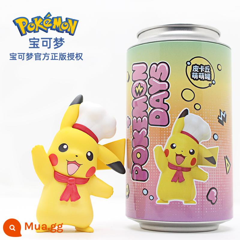 Elf Pokémon Pokémon Pikachu Model Tide Chơi hộp mù cô gái dễ thương máy tính để bàn đồ trang trí nhỏ - Phong cách đầu bếp [lon dễ thương chính hãng có nhãn chống hàng giả và nhãn dán miễn phí]