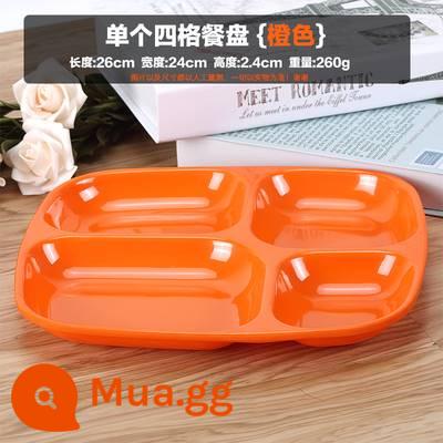 Đĩa melamine hai ô lưới đĩa thức ăn nhanh màu trắng dày giả sứ khay nhựa đĩa hình chữ nhật đĩa lưới đôi đĩa lưới - Đĩa ăn 4 ngăn màu cam