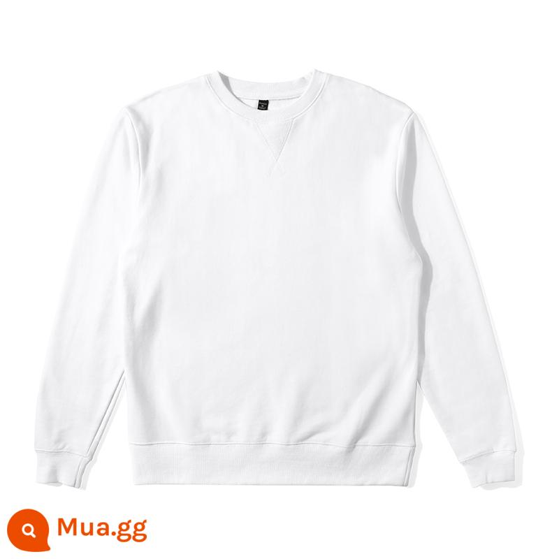 Năm Mới Màu Đỏ 340g Vải Terry Nặng Hình Tam Giác Ngược Cổ Tròn Cotton Dày Chữ T Lớn Màu Đỏ Anh Đào Nguyên Chất Cotton Nam Và Nữ Áo Sơ Mi Mùa Đông - Trắng