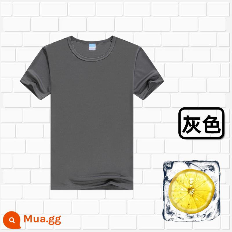 Áo thun cotton tùy chỉnh logo cổ tròn quần áo công sở in quảng cáo văn hóa áo đảng nhóm lớp đồng phục tay ngắn thêu - 306 màu xám