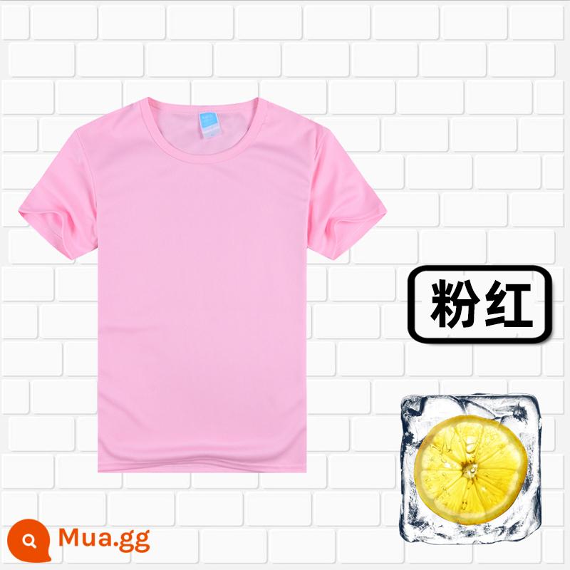 Áo thun cotton tùy chỉnh logo cổ tròn quần áo công sở in quảng cáo văn hóa áo đảng nhóm lớp đồng phục tay ngắn thêu - 306 màu hồng