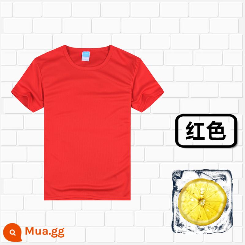 Áo thun cotton tùy chỉnh logo cổ tròn quần áo công sở in quảng cáo văn hóa áo đảng nhóm lớp đồng phục tay ngắn thêu - 306 màu đỏ