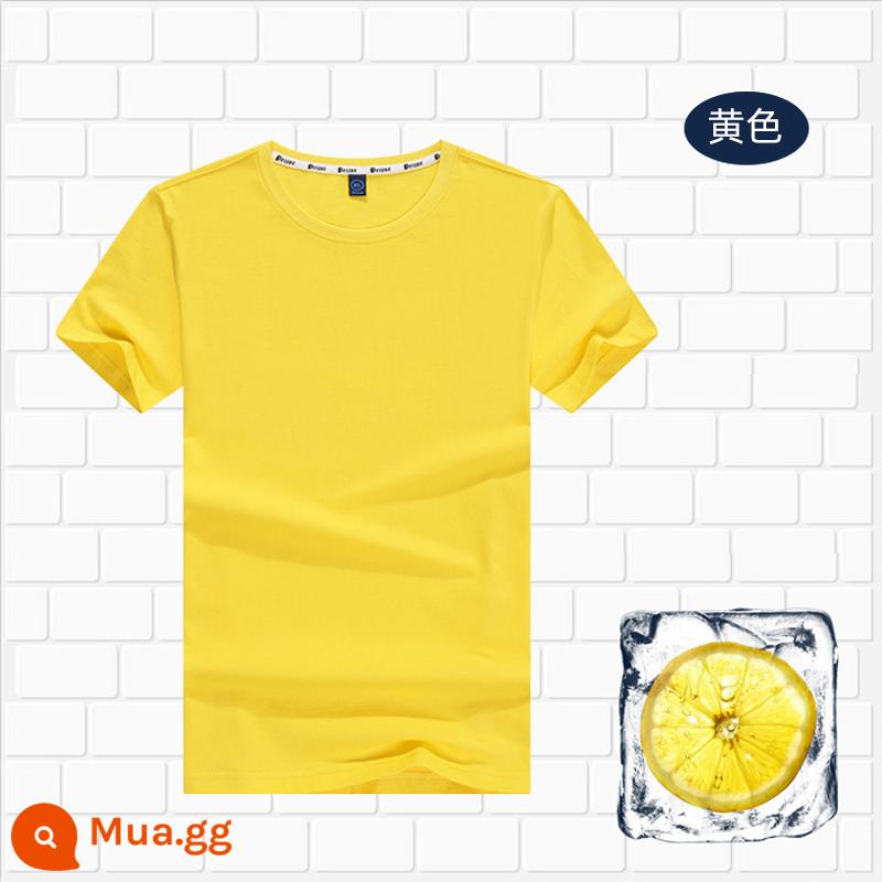 Áo thun cotton tùy chỉnh logo cổ tròn quần áo công sở in quảng cáo văn hóa áo đảng nhóm lớp đồng phục tay ngắn thêu - 803 màu vàng