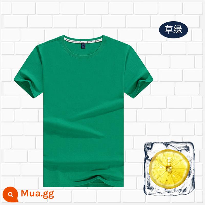 Áo thun cotton tùy chỉnh logo cổ tròn quần áo công sở in quảng cáo văn hóa áo đảng nhóm lớp đồng phục tay ngắn thêu - 803 màu xanh lá cây