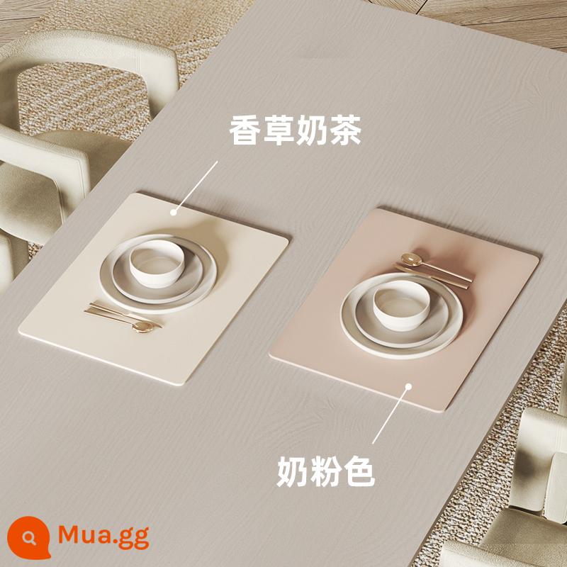 Thảm placemat không thấm nước cao cấp cảm giác placemat vải cách nhiệt dùng một lần không thấm nước và chống dầu mat bữa ăn mat tấm mat ánh sáng sang trọng pvc màu trắng - Gói 2 [trà sữa vani (hai mặt và hai màu) + hồng sữa]