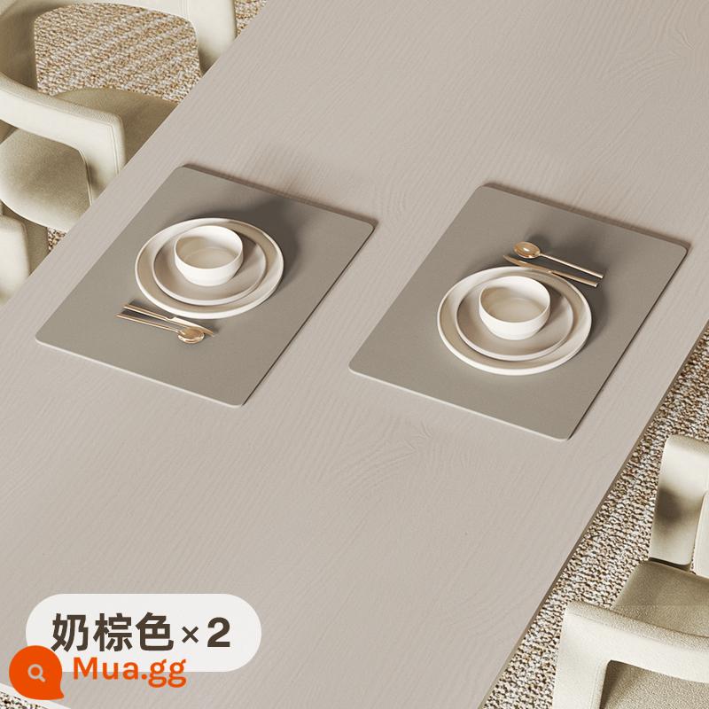 Thảm placemat không thấm nước cao cấp cảm giác placemat vải cách nhiệt dùng một lần không thấm nước và chống dầu mat bữa ăn mat tấm mat ánh sáng sang trọng pvc màu trắng - Gói 2 [màu nâu sữa *2 miếng]