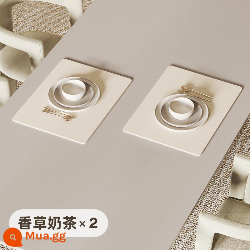 Thảm placemat không thấm nước cao cấp cảm giác placemat vải cách nhiệt dùng một lần không thấm nước và chống dầu mat bữa ăn mat tấm mat ánh sáng sang trọng pvc màu trắng - Gói 2 [Trà sữa vani (hai mặt và hai màu) * 2 miếng]