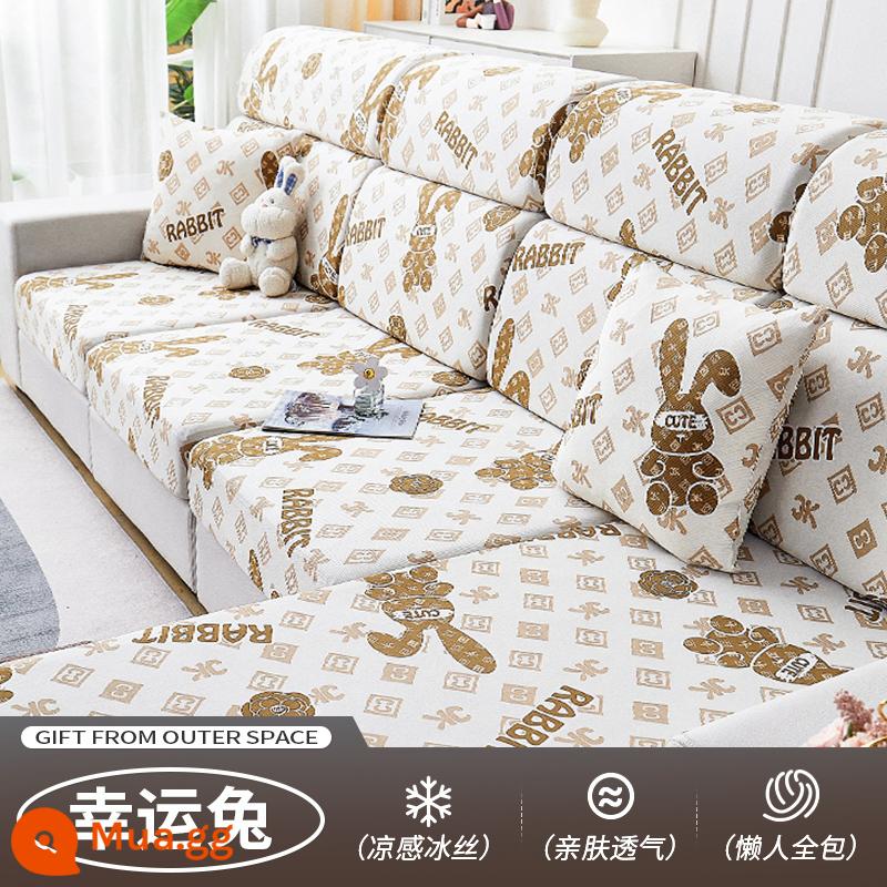 Bọc Ghế Sofa Bao Đàn Hồi Tất Cả Bao Gồm Đa Năng Đa Năng Tựa Lưng Ghế Dài Chống Bụi Mùa Đông Mô Hình 1 đệm Chống Trơn Trượt - Thỏ may mắn [Lụa băng mát mẻ]