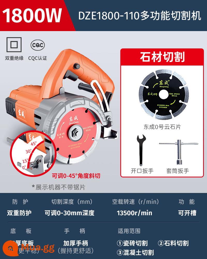 Máy cắt Dongcheng 220V gạch bê tông xẻ rãnh tường cắt đá cao cấp máy cưa nhỏ cầm tay đá cẩm thạch - Model hàng đầu 1800W [có thể vát/rãnh] cắt đá