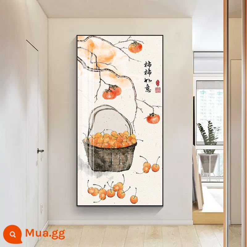 Persimmon Ruyi phong cách Trung Quốc mới bức tranh trang trí hiên nhà lối vào cửa lối vào hành lang lối đi treo bức tranh dọc phiên bản hiện đại trong không khí bức tranh tường - Hồng Như Ý-LY03