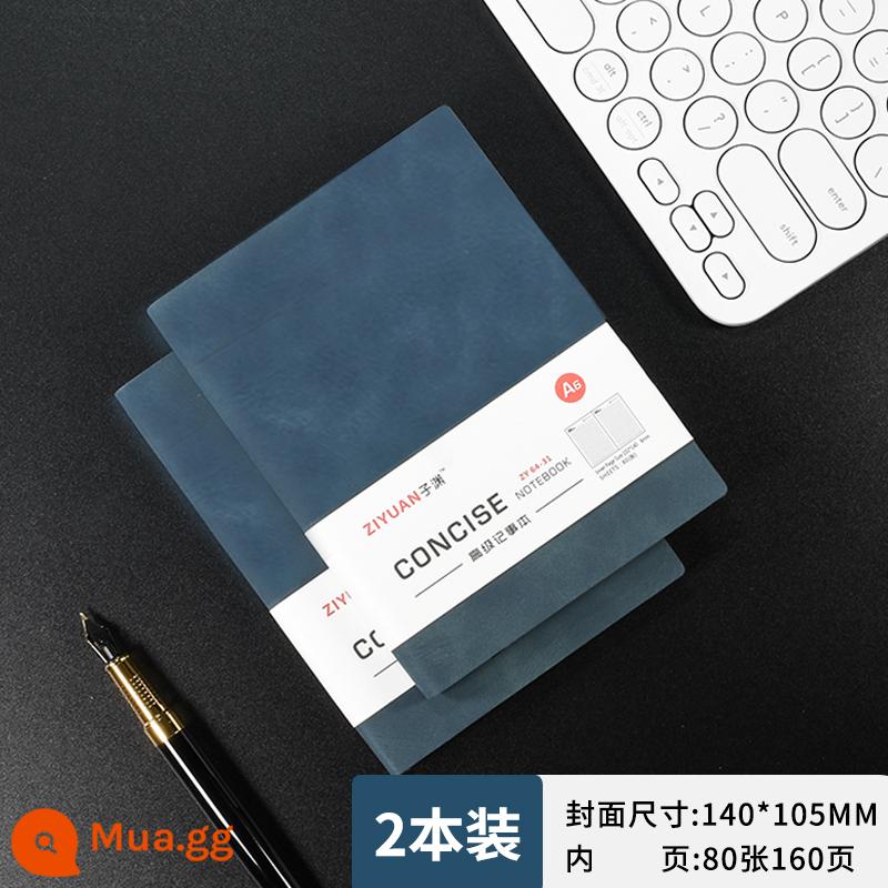 Yangba sổ da a5 cuốn sách có thể được tùy chỉnh dày notepad kinh doanh da đen sổ làm việc văn phòng nhật ký đơn giản bài viết nghệ thuật in logo di động trumpet ins cổ điển cuốn sách nhỏ - A6 Xanh navy 160 trang-2 cuốn