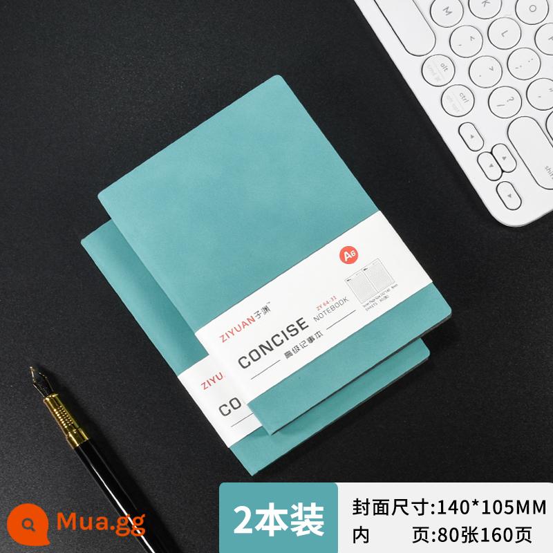 Yangba sổ da a5 cuốn sách có thể được tùy chỉnh dày notepad kinh doanh da đen sổ làm việc văn phòng nhật ký đơn giản bài viết nghệ thuật in logo di động trumpet ins cổ điển cuốn sách nhỏ - A6 tảo xanh 160 trang-2 cuốn