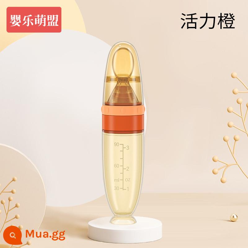 Thìa ăn dặm cho bé thìa silicone mềm cho bé sơ sinh cho con bú thìa ăn thìa múc nước cơm thìa tập ăn tập ăn thìa ăn dặm không ghim - [Nano Silver❤ An toàn và kháng khuẩn] Cam sức sống