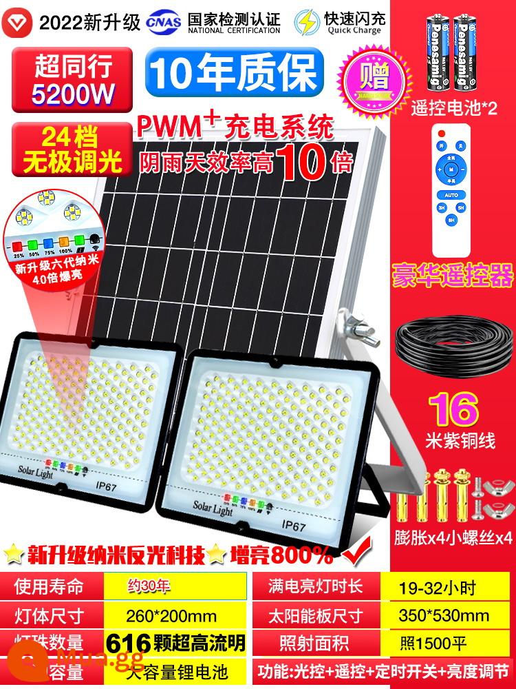 Đèn sân vườn năng lượng mặt trời siêu sáng công suất cao đèn LED gia dụng 1000W một kéo hai nông thôn mới chống thấm nước - 1500X Nano Mới Một Đến Hai 616 Hạt Đèn Siêu Sáng Đa Năng 16 M Dây Đồng